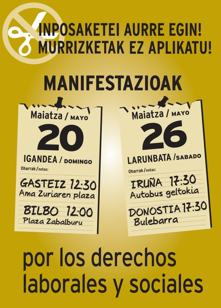 cartel por los derechos laborales y sociales CEAREuskadi